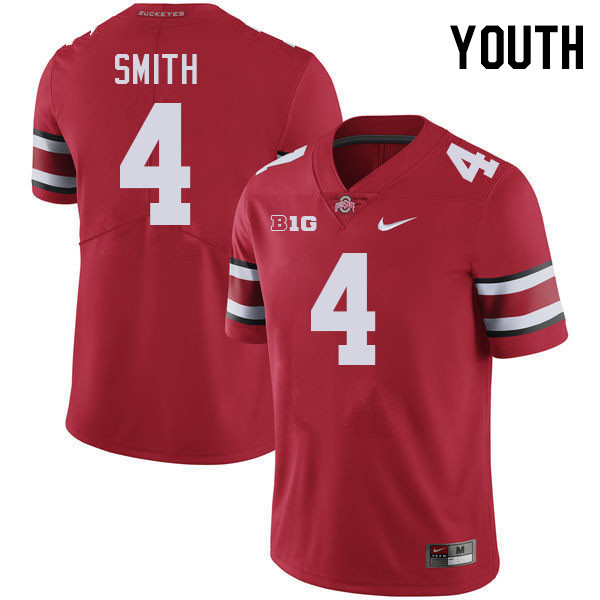 Youth #4 Jeremiah Smith Ohio State Buckeyes College Football Jerseys Stitched-Red